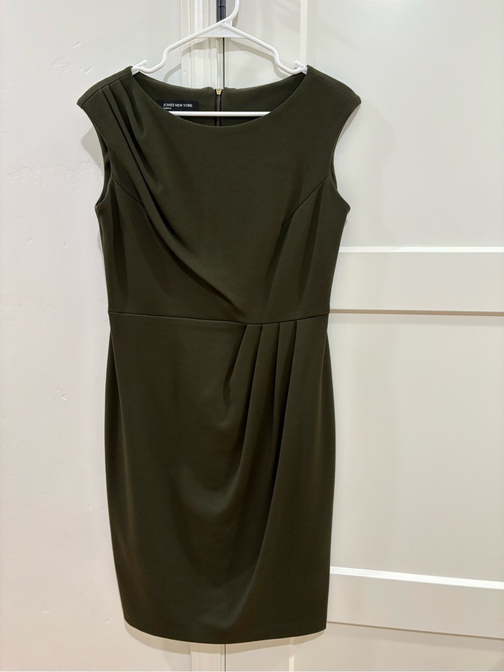 Jones New York Olive Draped Sheath Dress
